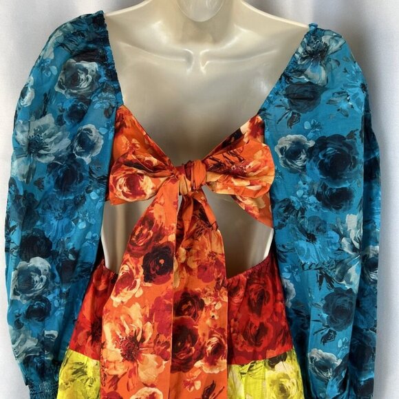 NWT Alice + Olivia Rowen Tiered Square Neck Babydoll Dress $440 - Picture 8 of 13